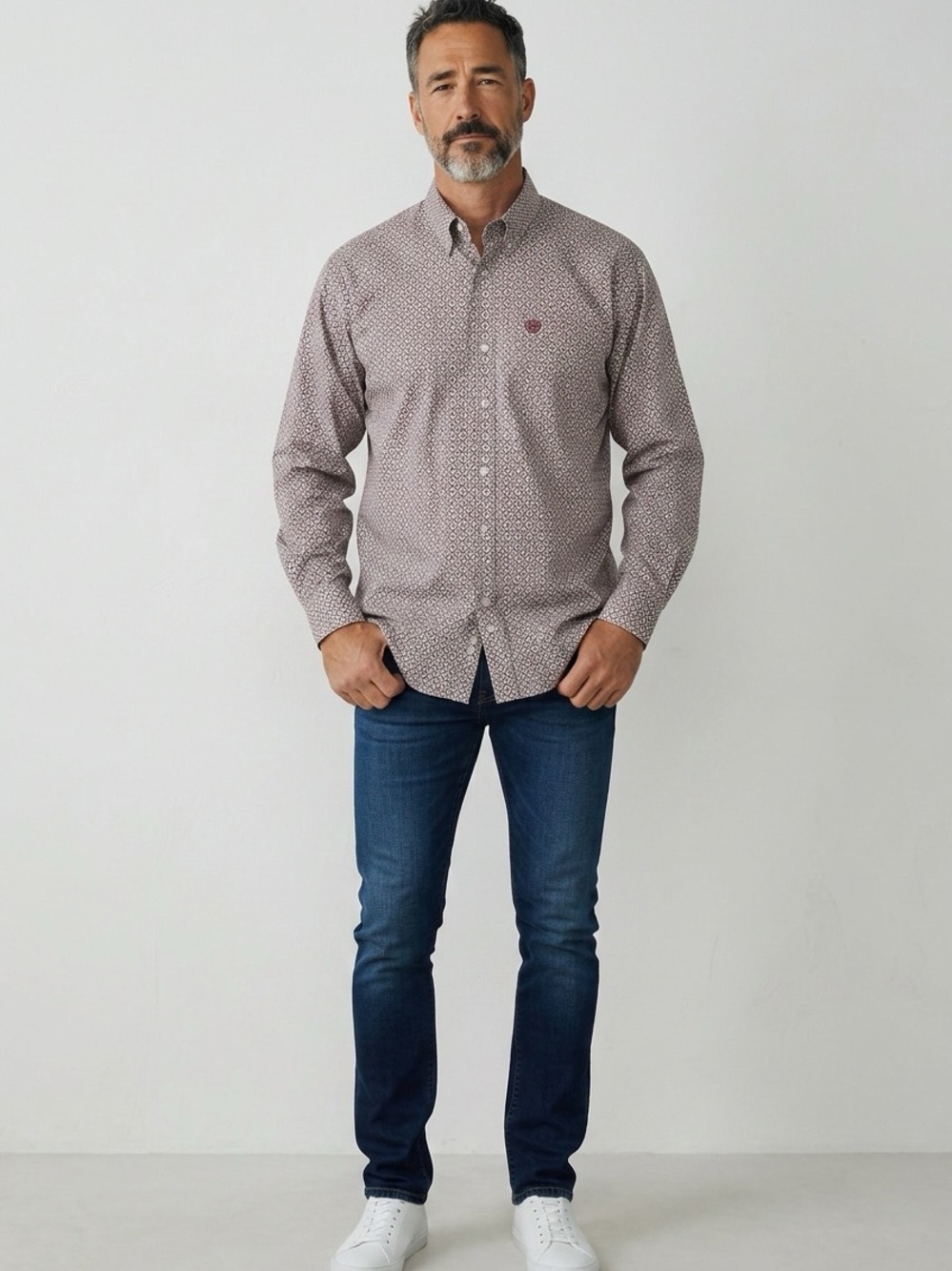 Ariat Men's Wine Micro-Print Button-Down Shirt